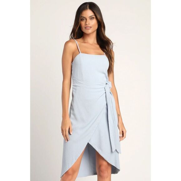 🔥🔥5 for $25🔥🔥 Lulus Women's Crinkle Textured Wrap Skirt Side Tie Tulip Cut Dress - Picture 2 of 12